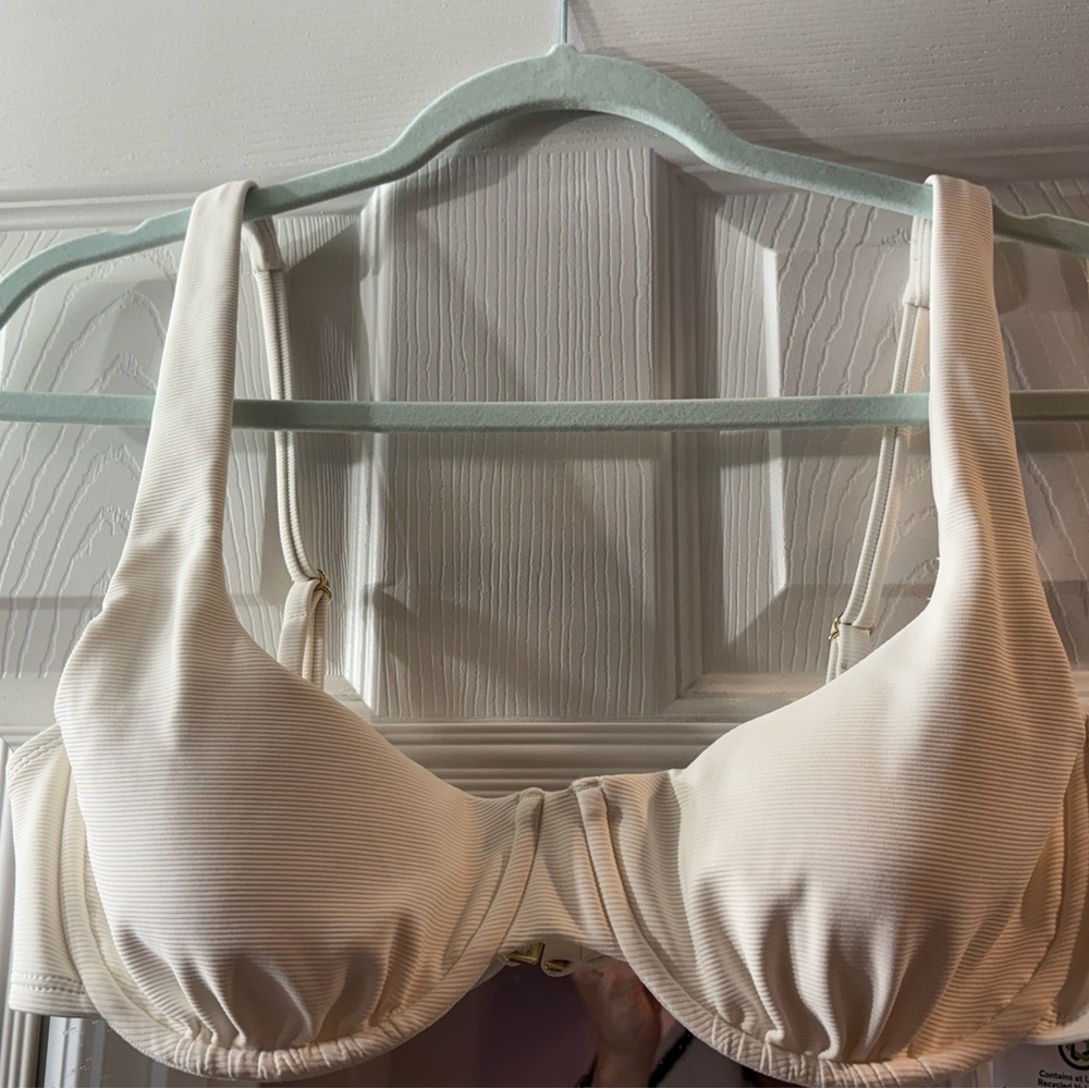 ribbed underwire bikini top white NWT